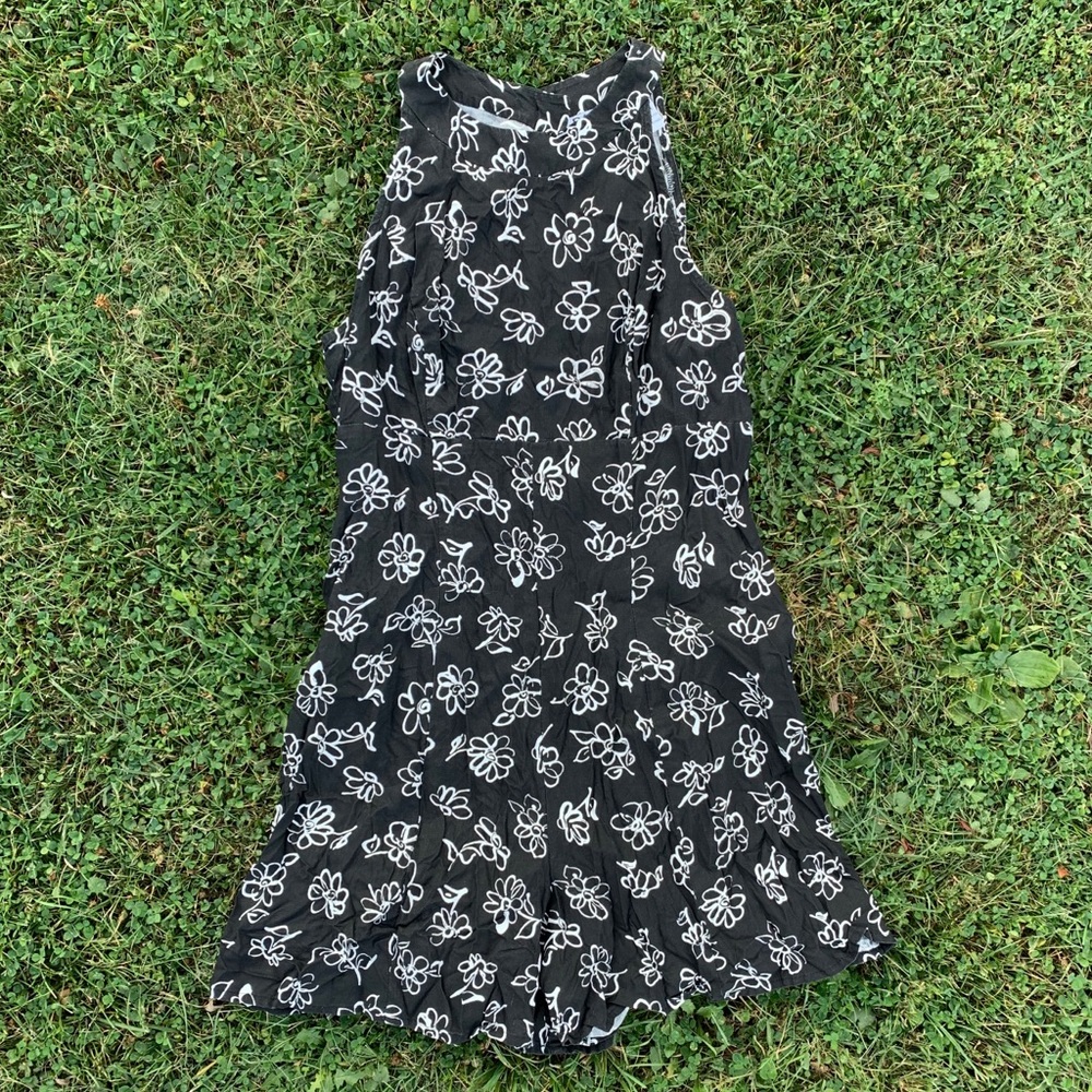 Vintage 90s Black and White Floral Romper
